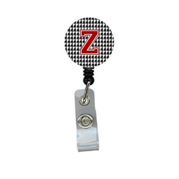 Teacher'S Aid Houndstooth Black Initial Z Monogram Initial Retractable Badge Reel Or Id Holder With Clip TE54897